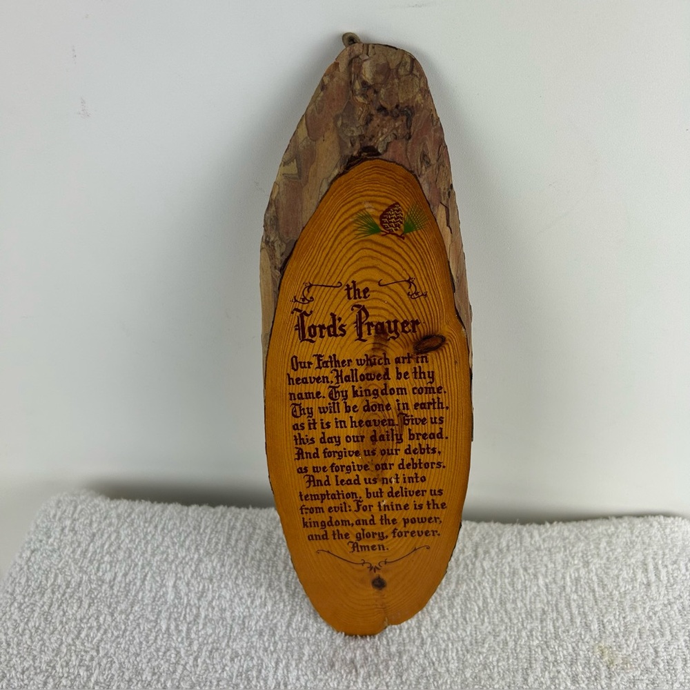 VTG Wooden Lord's Prayer Wall Plaque - Rustic Pine